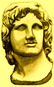 Büste von Alexander dem Großen, Illustration aus Geschichte Roms von Victor Duruy, veröffentlicht 1884 von English School