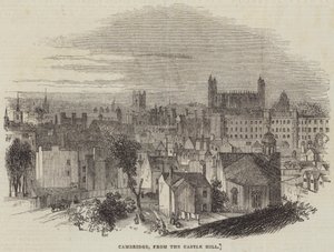 Cambridge, vom Castle Hill (Stich) von English School