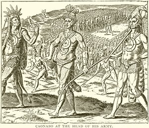 Caonabo an der Spitze seiner Armee von English School