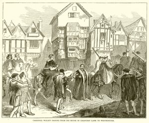 Kardinal Wolsey geht von seinem Haus in der Chancery Lane nach Westminster