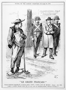 Karikatur von Vicomte Ferdinand Marie de Lesseps (1805-94) aus der Zeitschrift Punch, London, 26. November 1892 von English School