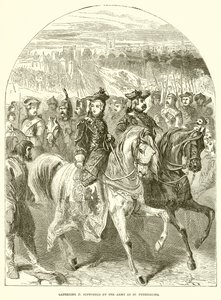 Katharina II. unterstützt von der Armee in St. Petersburg von English School