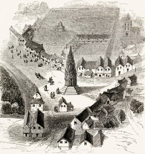 Charing Cross, London, im 16. Jahrhundert, ca. 1865 (Holzstich)