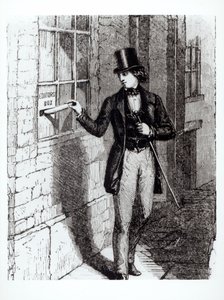 Charles Dickens (1812-70) reicht seine Geschichten ein