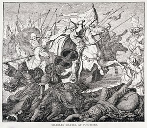 Karl Martell (ca. 688-741) in Poictiers, aus Die Geschichte Frankreichs, von Emile de Bonnechose, veröffentlicht von Ward, Lock und Co, London