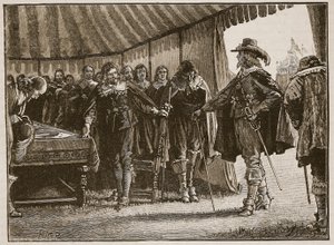 Charles und die schottischen Kommissare, Illustration aus Cassells Illustrierter Geschichte Englands von English School