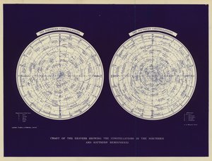 Himmelskarte mit den Sternbildern der nördlichen und südlichen Hemisphäre