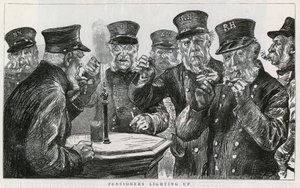 Chelsea-Pensionäre beim Anzünden von English School