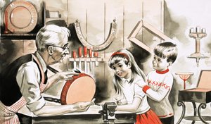 Kinder mit Möbelrestaurator
