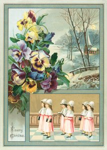Chormädchen und Stiefmütterchen, Weihnachtskarte von English School