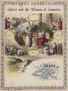 Christus und die Frau von Samaria (farbige Gravur)