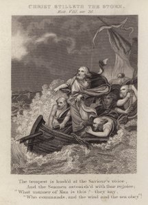 Christus stillt den Sturm, Matthäus VIII, Vers 26 von English School