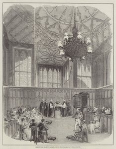 Taufe von Prinz Alfred in der Privatkapelle, Windsor Castle (Gravur) von English School