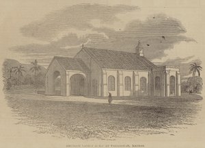Kürzlich erbaute Kirche in Vizianagram, Madras (Gravur) von English School
