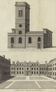 Kirche Allhallows the Great, Thames Street und das Französische Hospital nahe Old Street, London von English School