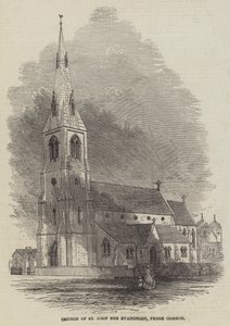 Kirche St. Johannes der Evangelist, Penge Common (Stich) von English School