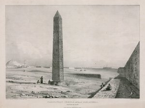 Cleopatras Nadel mit einem Teil von Alexandria, vom Norden aus gesehen