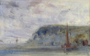 Küste mit Klippen und Booten, zuvor J.M.W. Turner (1775-1851) und auch Peter de Wint (1784-1849) zugeschrieben