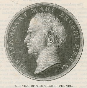 Münze, die zur Zeit der Eröffnung des Thames-Tunnels ausgegeben wurde