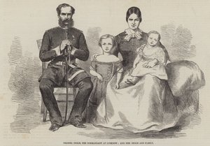 Oberst Inglis, der Kommandant in Lucknow, und Mrs. Inglis und Familie (Stich)