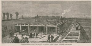 Bau des Betonwalls über die Plaistow-Marschen