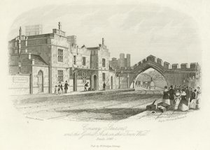 Conwy Station und der gotische Bogen in der Stadtmauer, erbaut 1847