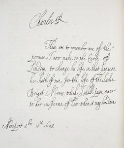 Kopie eines Briefes von Charles II., 1648 von English School