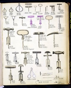 Korkenzieher, aus einem Handelskatolog für Haushaltswaren und Einrichtungsgegenstände, ca. 1890-1910 von English School