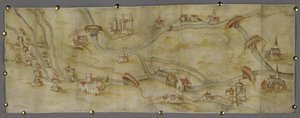 Karte des Flusses Trent und seiner Nebenflüsse zwischen Nottingham und Newark, c.1540