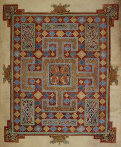 Cotton Nero D. IV, f.138v Teppichseite, die das Lukasevangelium einführt, aus den Lindisfarne Gospels, 710-21 (Pergament)