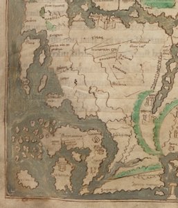 Die Tiberius-Karte, Mappa Mundi, Detail von Westeuropa und den Britischen Inseln
