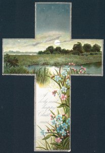 Landschaftsszene im Kreuz, Weihnachtskarte