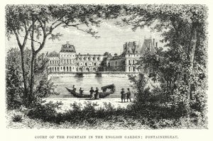Hof des Brunnens im Englischen Garten, Fontainebleau (Stich) von English School