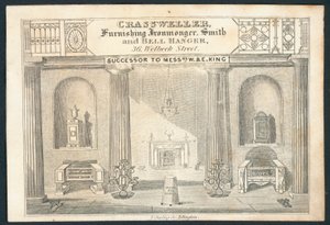 Crassweller, Eisenwarenhändler, Schmied und Glockenaufhänger, Visitenkarte von English School