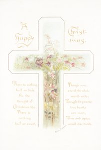 Kreuz mit Blumen, Weihnachtskarte