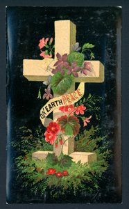 Kreuz mit Blumen, Weihnachtskarte