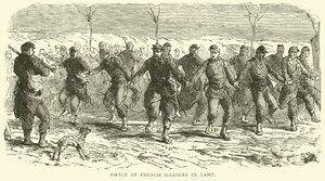 Tanz französischer Soldaten im Lager, November 1870 von English School