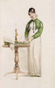 Tageskleid, Modeplatte aus Ackermanns Repository of Arts von English School