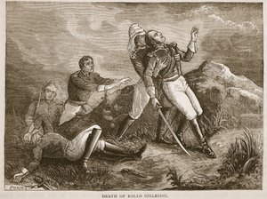 Tod von Rollo Gillespie, Illustration aus Cassells Illustrierter Geschichte Indiens von James Grant, veröffentlicht 1879 von English School
