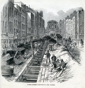 Vertiefung des Fleet Street Abwasserkanals, London, 1845
