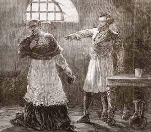 Denis tadelt den Bischof von Meaux, Illustration aus Die Geschichte des Protestantismus von James Aitken Wylie, veröffentlicht 1878