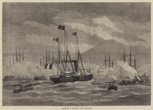Abreise des Schahs aus Portsmouth (Stich) von English School