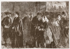 Abreise der verbannten Prediger aus Kuttenberg, Illustration aus The History of Protestantism von James Aitken Wylie, veröffentlicht 1878