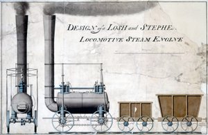 Entwurf einer Losh und Stephenson Lokomotiv-Dampflokomotive, ca. 1826
