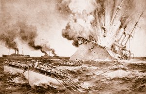 Zerstörung der Dresden vor Fernandez am 14. März 1915, 1914-19 von English School
