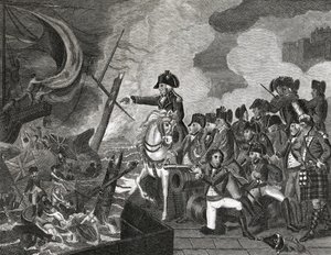 Zerstörung der Kanonenboote vor Gibraltar, graviert von H. Cook, 1816 von English School