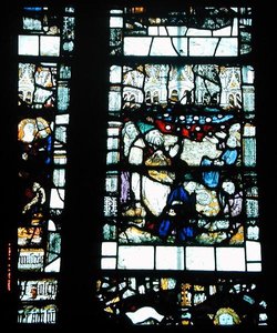 Detail eines der Fenster, Mitte des 15. Jahrhunderts (Buntglas)
