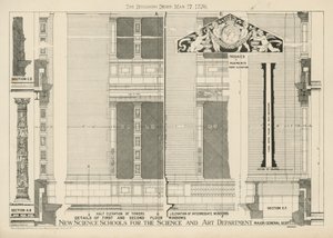 Details der Fenster im ersten und zweiten Stock der neuen Wissenschaftsschulen für die Wissenschafts- und Kunstabteilung