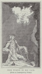 Dick Turpin in seiner Höhle (Gravur) von English School
