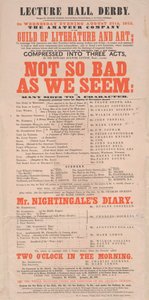 Dickens Spielplan: Not So Bad As We Seem im Lecture Hall, Derby, Programm für den 25. August 1852